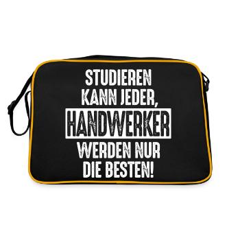 Studieren kann jeder Handwerker werden nur die - Retro Tasche - Schwarz/Gold - Hinten