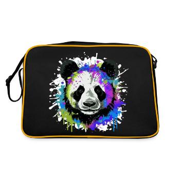 Panda Head Portrait Colorful - Retro Bag - black/gold - Back