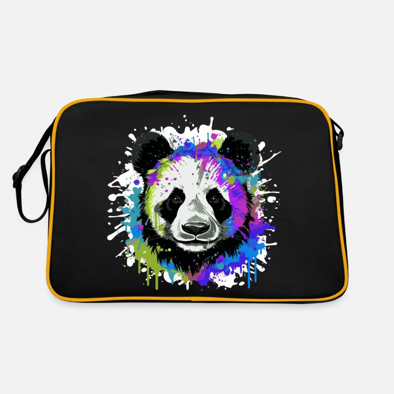 Panda Head Portrait Colorful Retro Bag