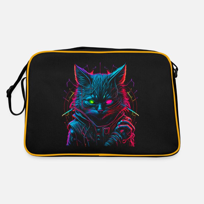 Neon Punk Hacker Katze Retro Tasche