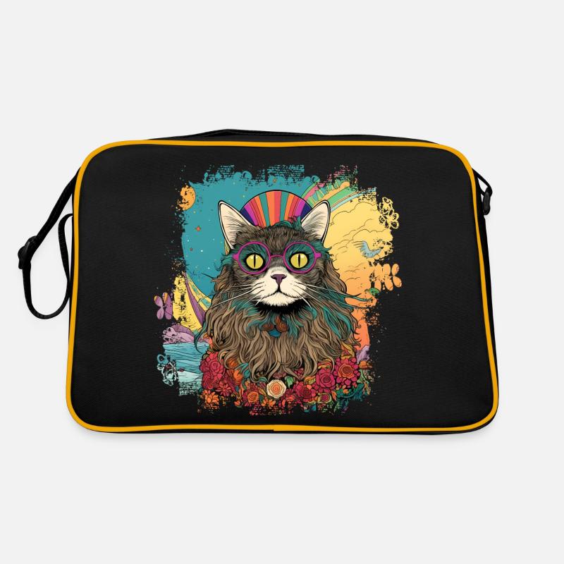 Cool chat hippie hipster coloré avec des lunettes Sac Retro