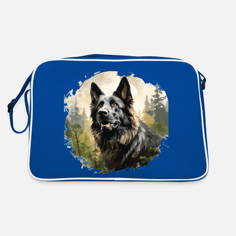Grey German Shepherd Dog in the Forest Retro Bag