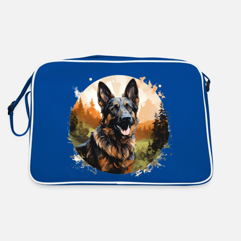 Deutscher Schäferhund im Wald Retro Tasche