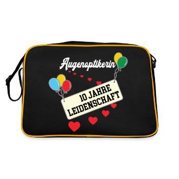 Augenoptikerin 10 jähriges Jubiläum Optikerin Jubi - Retro Tasche - Schwarz/Gold - Hinten