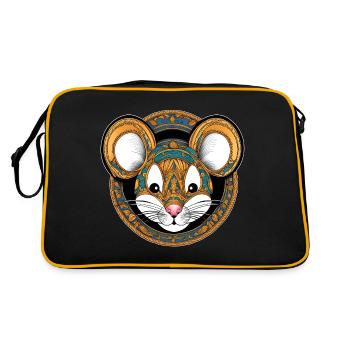 Eine Maus im Einsatz - Retro Tasche - Schwarz/Gold - Hinten