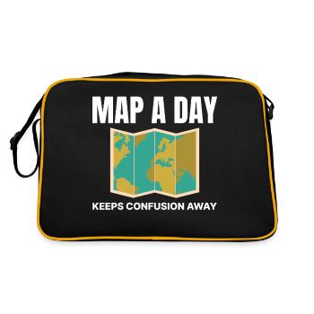 World Map GIS Cartography Earth Geography - Retro Bag - black/gold - Back