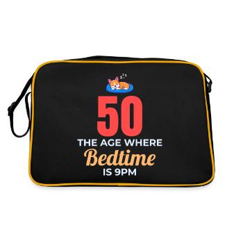 50th Birthday Bedtime 9PM Corgi Funny - Retro Bag - black/gold - Back