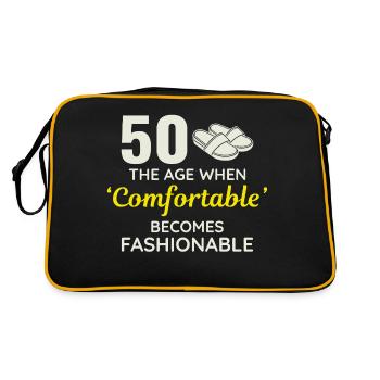 50th Birthday Comfortable Fashionable Slippers - Retro Bag - black/gold - Back
