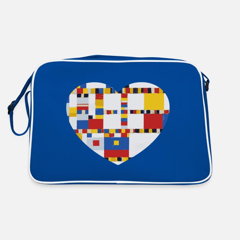Herz mit Malerei Mondrian Victory Boogie Woogie Retro Tasche
