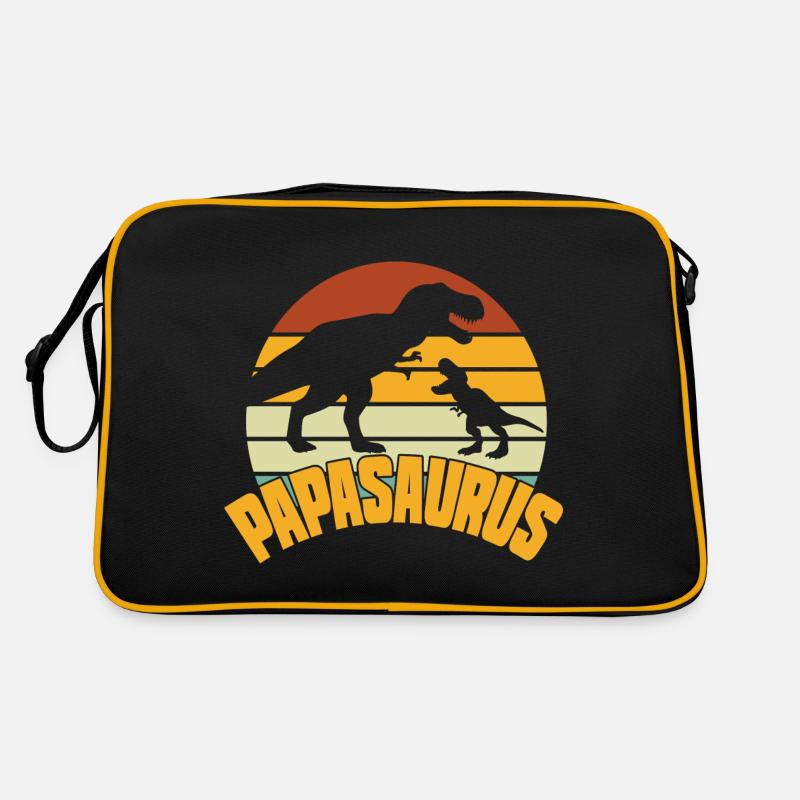 Papasaurus Father's Day Dinosaur T-Rex Gift Idea - Retro Bag - black/gold