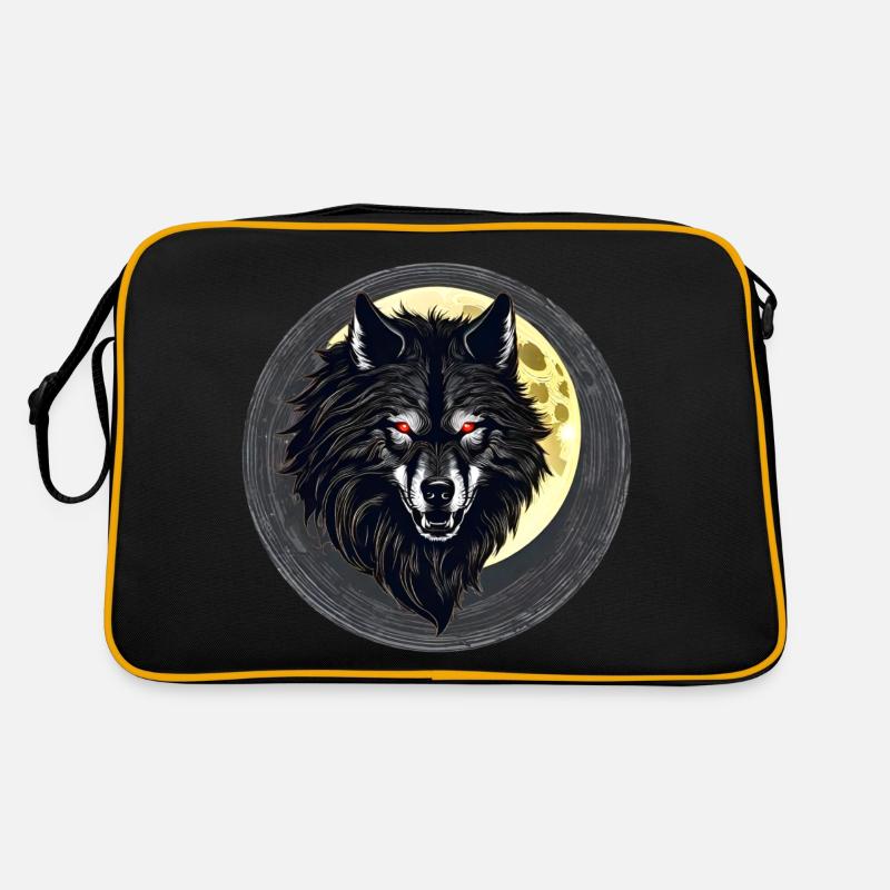 Horror werewolf with red glowing eyes Retro Bag