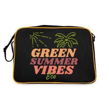 Green Summer Vibrations, nachhaltiger Sommer - Retro Tasche - Schwarz/Gold - Hinten