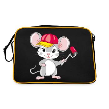 Smiling mouse with a paint roller in his hand - Retro Bag - black/gold - Back