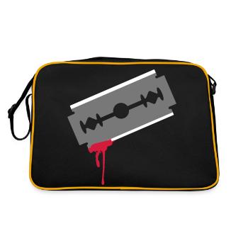 Rasierklinge Blut schneiden Wunde Narbe 3c - Retro Tasche - Schwarz/Gold - Hinten