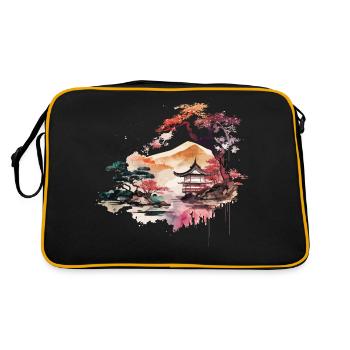 Colorful Woodblock Artwork - Retro Bag - black/gold - Back