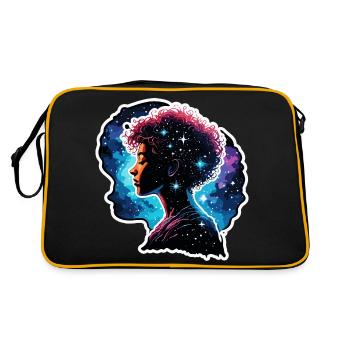 Silhouette / Forêt / Portrait / Arbres / Personne - Sac Retro - noir/or - Dos