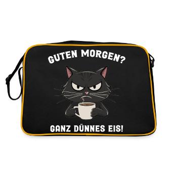 Guten morgen? ganz dünnes Eis! - Retro Tasche - Schwarz/Gold - Hinten