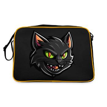 Halloween Kater Katze - Retro Tasche - Schwarz/Gold - Hinten