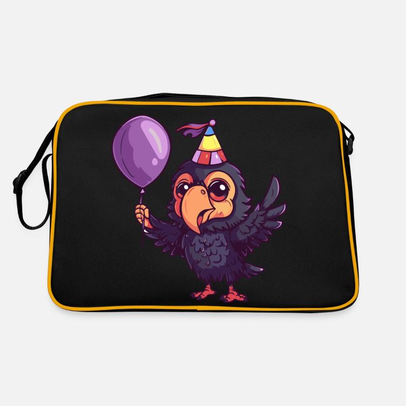 Harpyie Vogel Geburtstag Comic Niedlich - Retro Tasche - Schwarz/Gold