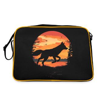 Renard sautant avant le coucher du soleil silhouette - Sac Retro - noir/or - Dos