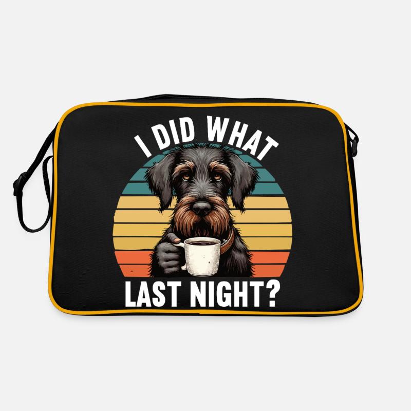 I Did What Last Night German Wirehaired Hunting Dog Retro Bag