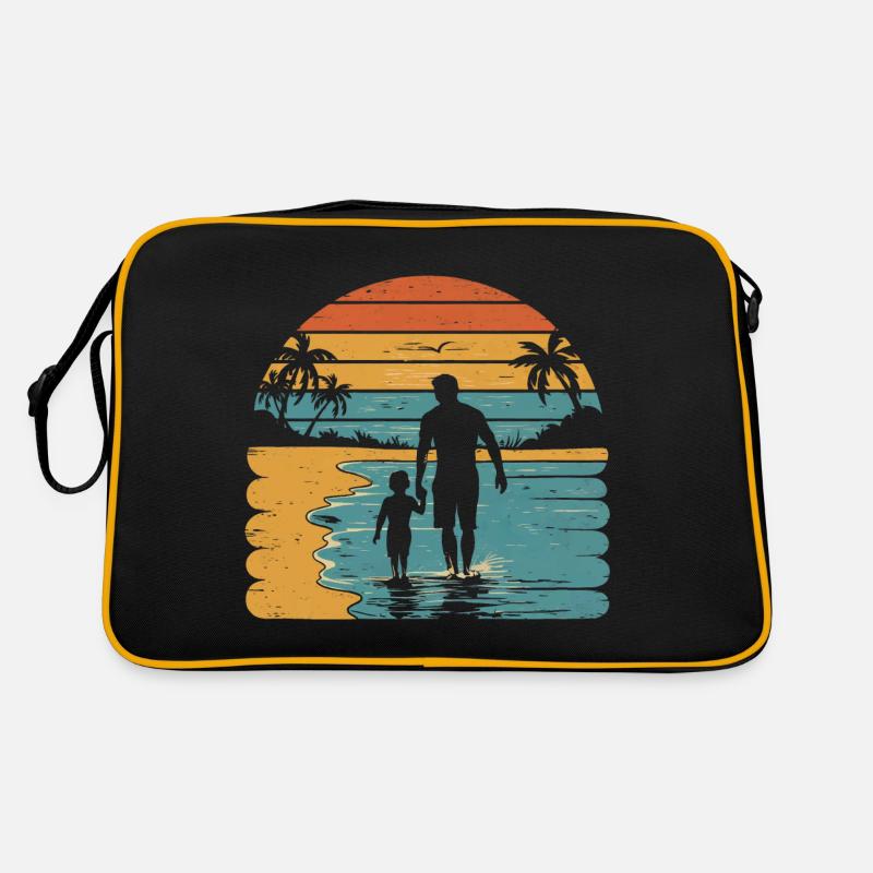 Père et fils vacances plage rétro vintage Sac Retro