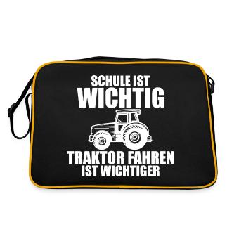 Tractor Trekker Tractor School Saying Gift - Retro Bag - black/gold - Back