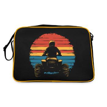 Quad Quadfahrer vintage Sonnenuntergang - Retro Tasche - Schwarz/Gold - Hinten