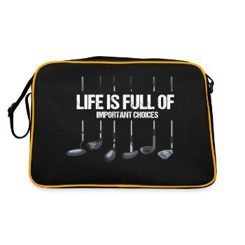 Life Is Full Of Important Choices Vintage Golfer - Retro Tasche - Schwarz/Gold - Hinten