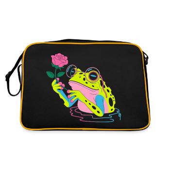 Flower Frog - Cute Frog Sticker - Retro Bag - black/gold - Back