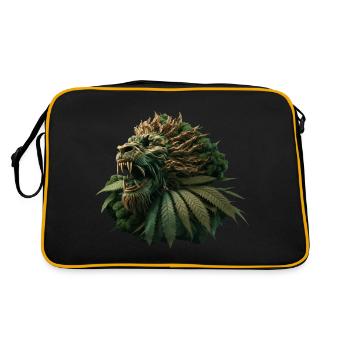 keep calm lion cannabis lion hemp - Retro Bag - black/gold - Back