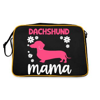 Dackel Hund - Retro Tasche - Schwarz/Gold - Hinten