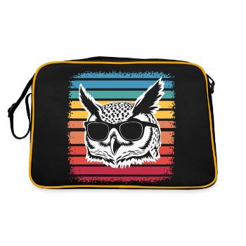Eule Vogel Tier Eulen - Retro Tasche - Schwarz/Gold - Hinten
