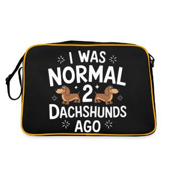 Dackel Hund - Retro Tasche - Schwarz/Gold - Hinten