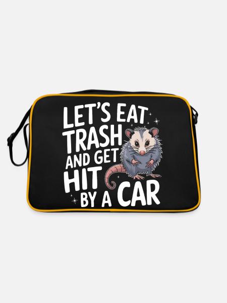 Opossum Possum Animal - Retro Bag - black/gold - Back
