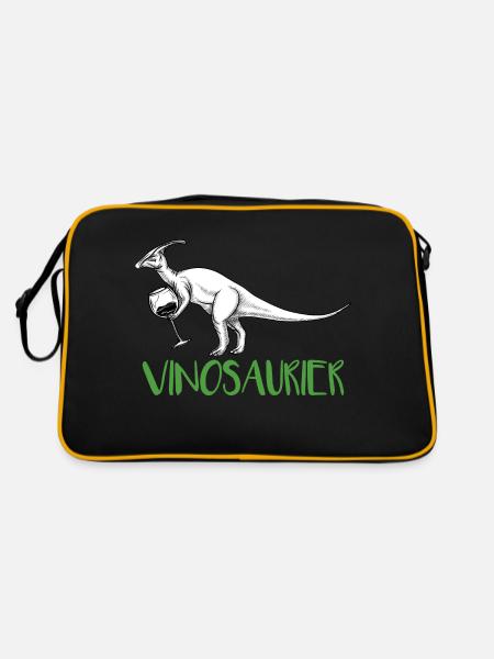 Vinosaurier - Retro Tasche - Schwarz/Gold - Hinten
