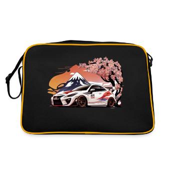 Driven Elegance – Japanische Autoliebhaber - Retro Tasche - Schwarz/Gold - Hinten