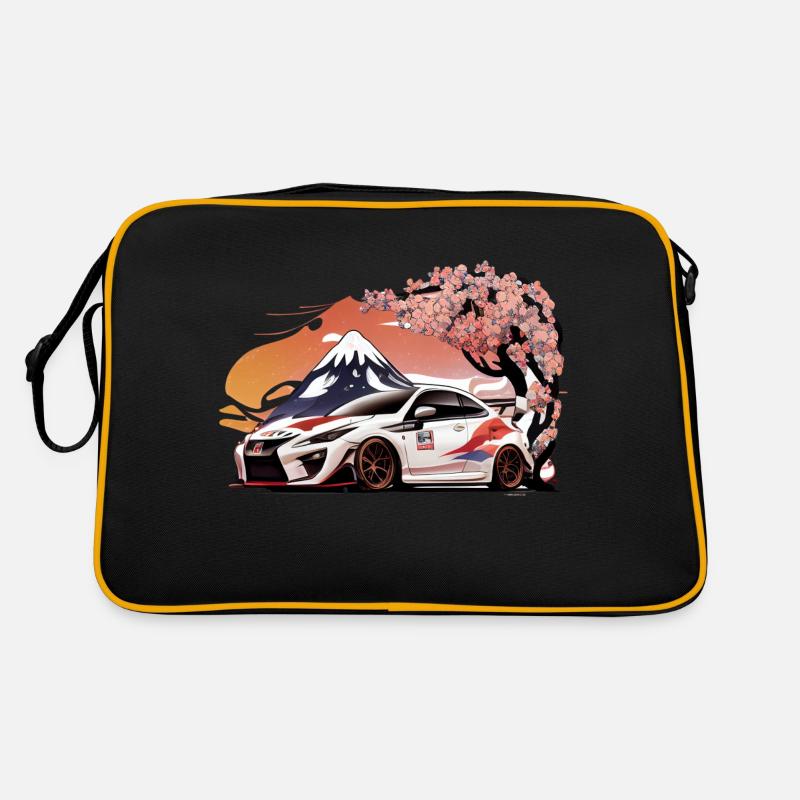 Driven Elegance – Passionnés de voitures japonaises - Sac Retro - noir/or
