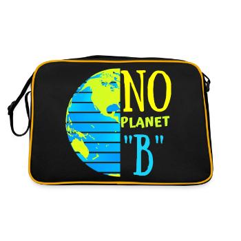 No Planet "B"/ Rettet die Erde/ Tag der Erde - Retro Tasche - Schwarz/Gold - Hinten