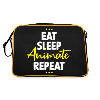 Eat Sleep Animate Repeat - Retro Tasche - Schwarz/Gold - Hinten