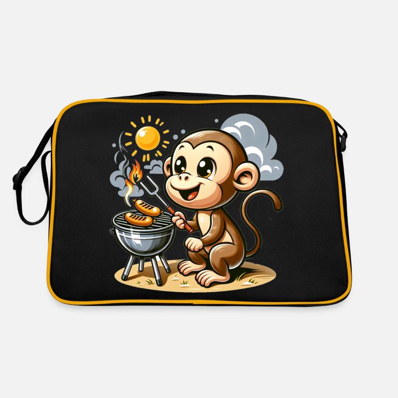 Cute BBQ Monkey Retro Tasche