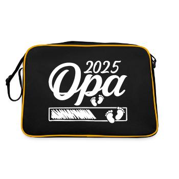 Werdender Opa 2025 Opa loading Geschenk Männer - Retro Tasche - Schwarz/Gold - Hinten
