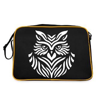 Weiße Weise Schneeeule Silhouette Minimalistisch - Retro Tasche - Schwarz/Gold - Hinten