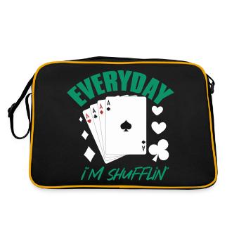 Poker Alltag: Jeden Tag Mische Ich! - Retro Tasche - Schwarz/Gold - Hinten