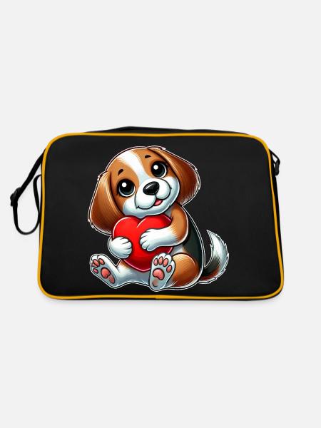 In Love Beagle Heart Valentine's Day Dog - Retro Bag - black/gold - Back