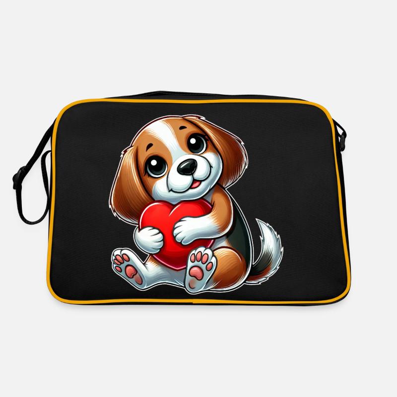Verliebter Beagle Herz Valentinstag Hund Retro Tasche