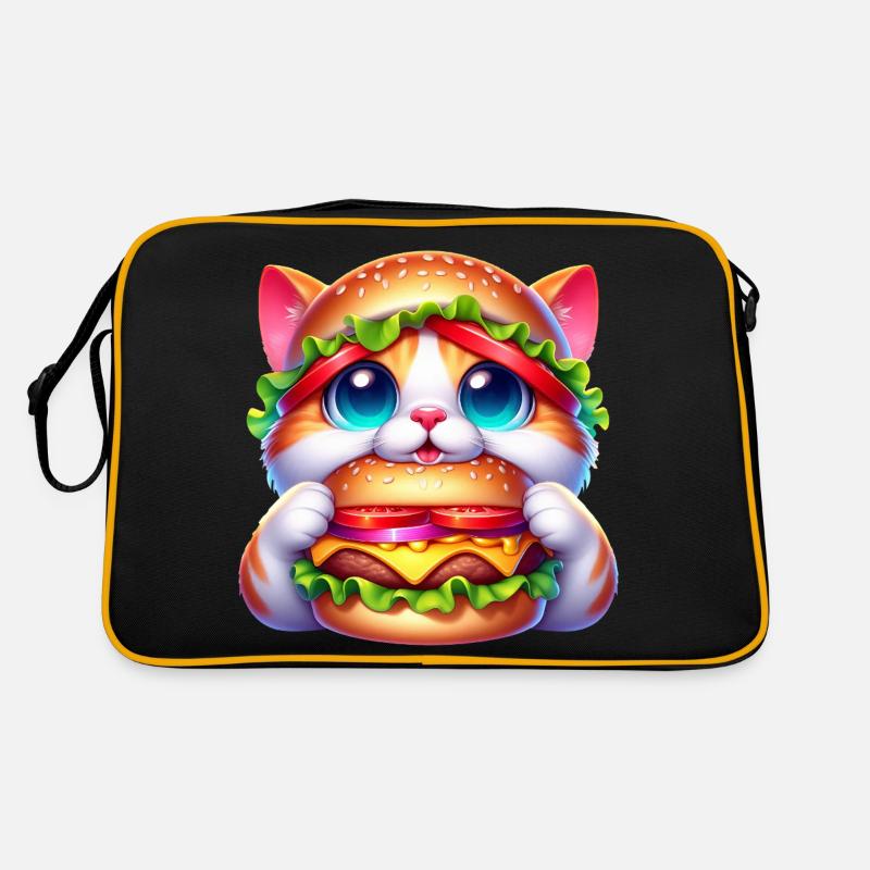 Drôle Chat Burger Hat Fantaisiste Mignon Restauration rapide Sac Retro