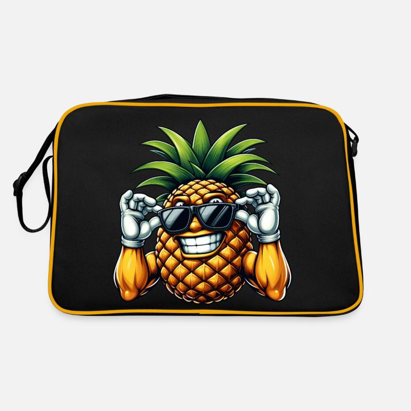 Starke Ananas mit Sonnenbrille Cartoon Retro Tasche
