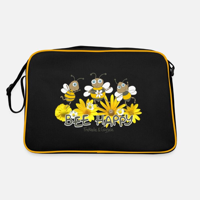 Bee Happy - Retro Tasche - Schwarz/Gold