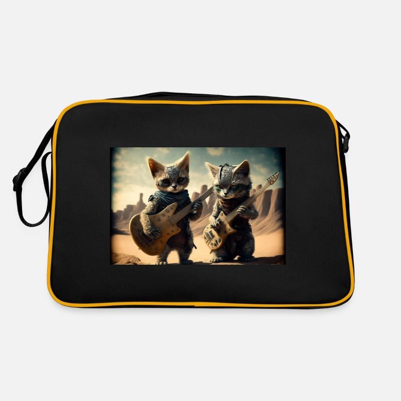 rock cats 1 - Retro Tasche - Schwarz/Gold